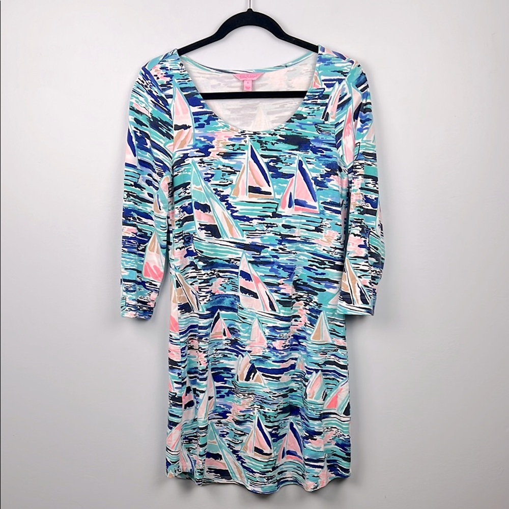 Lilly Pulitzer Tammy UPF 50 Pier Pressure sailboat 3/4 sleeve casual dress - Picture 2 of 11